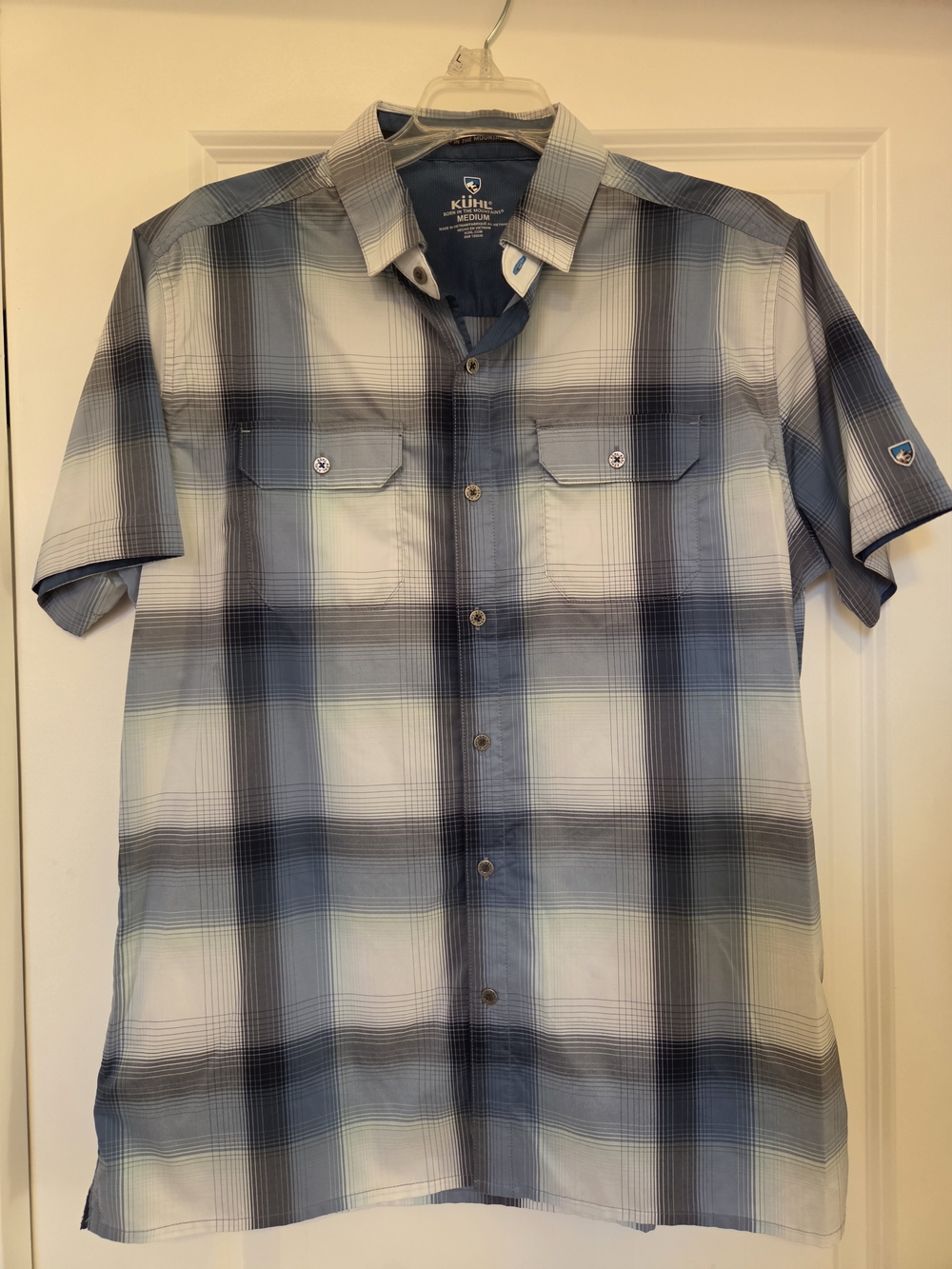 Kuhl Men’s Blue Plaid Short-Sleeve Button-Up Shirt - Size Medium